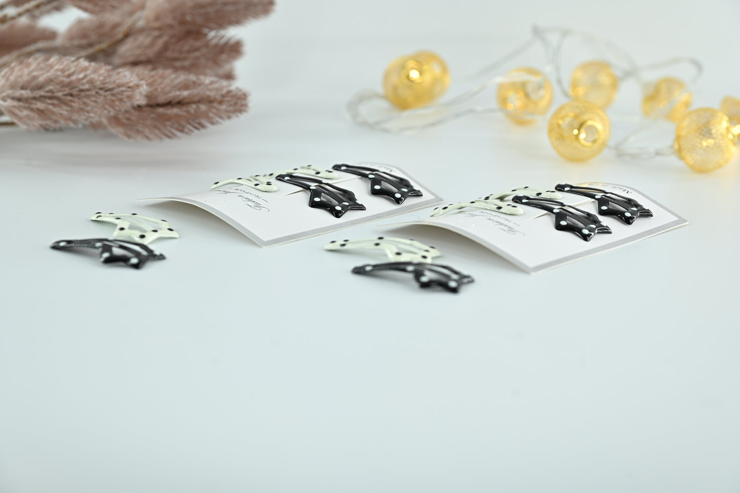 Monochrome Polka Dot Star Snap Clips (2 piece)