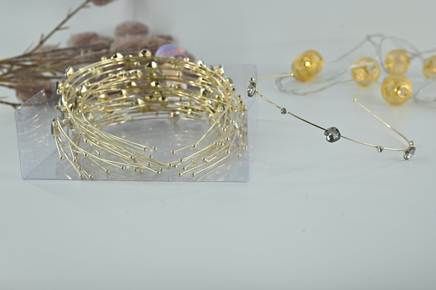 Crystal Solitaire Minimalist Gold Hair Band