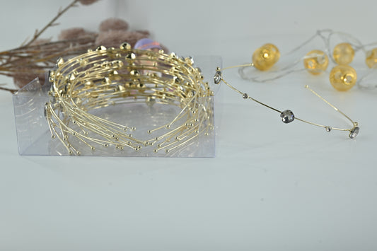 Crystal Solitaire Minimalist Gold Hair Band