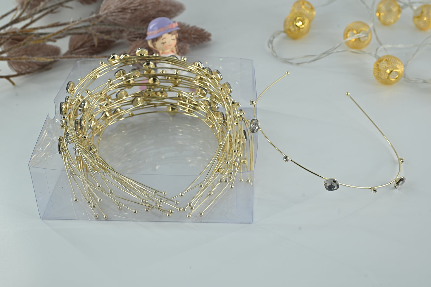 Crystal Solitaire Minimalist Gold Hair Band