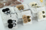 Furry Pom-Pom & Gold Letter Charm Alligator Clips (2-Pieces)