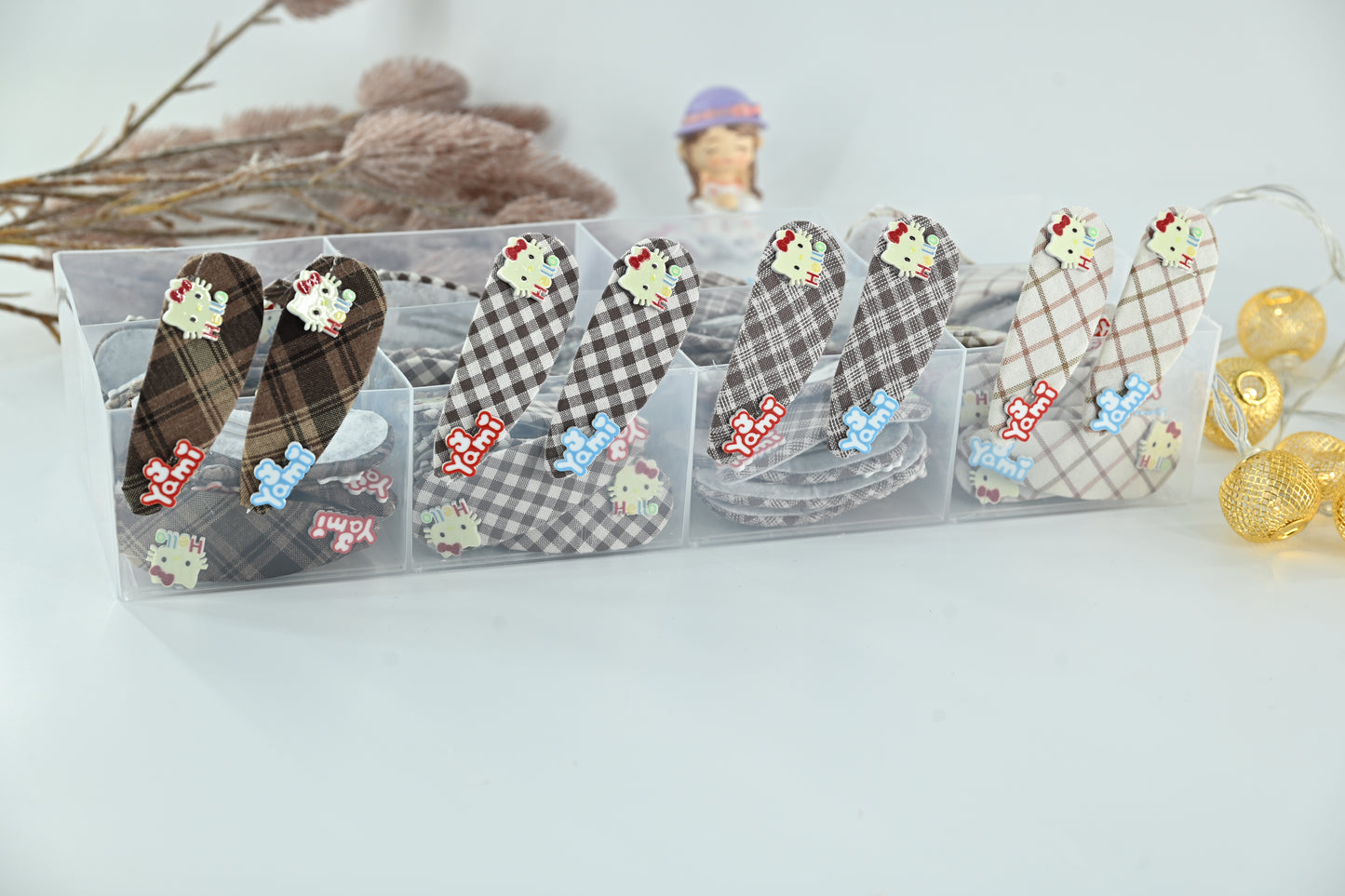 Gingham Plaid & Character Accent Snap Clips