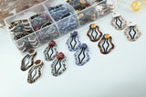 Geometric Plaid & Resin Charm Snap Clips