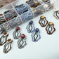Geometric Plaid & Resin Charm Snap Clips