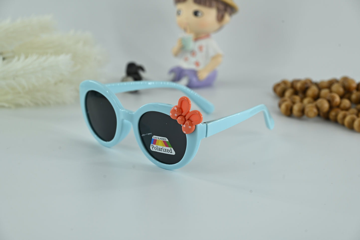 Kids Polarized Bow Decor Round Sunglasses