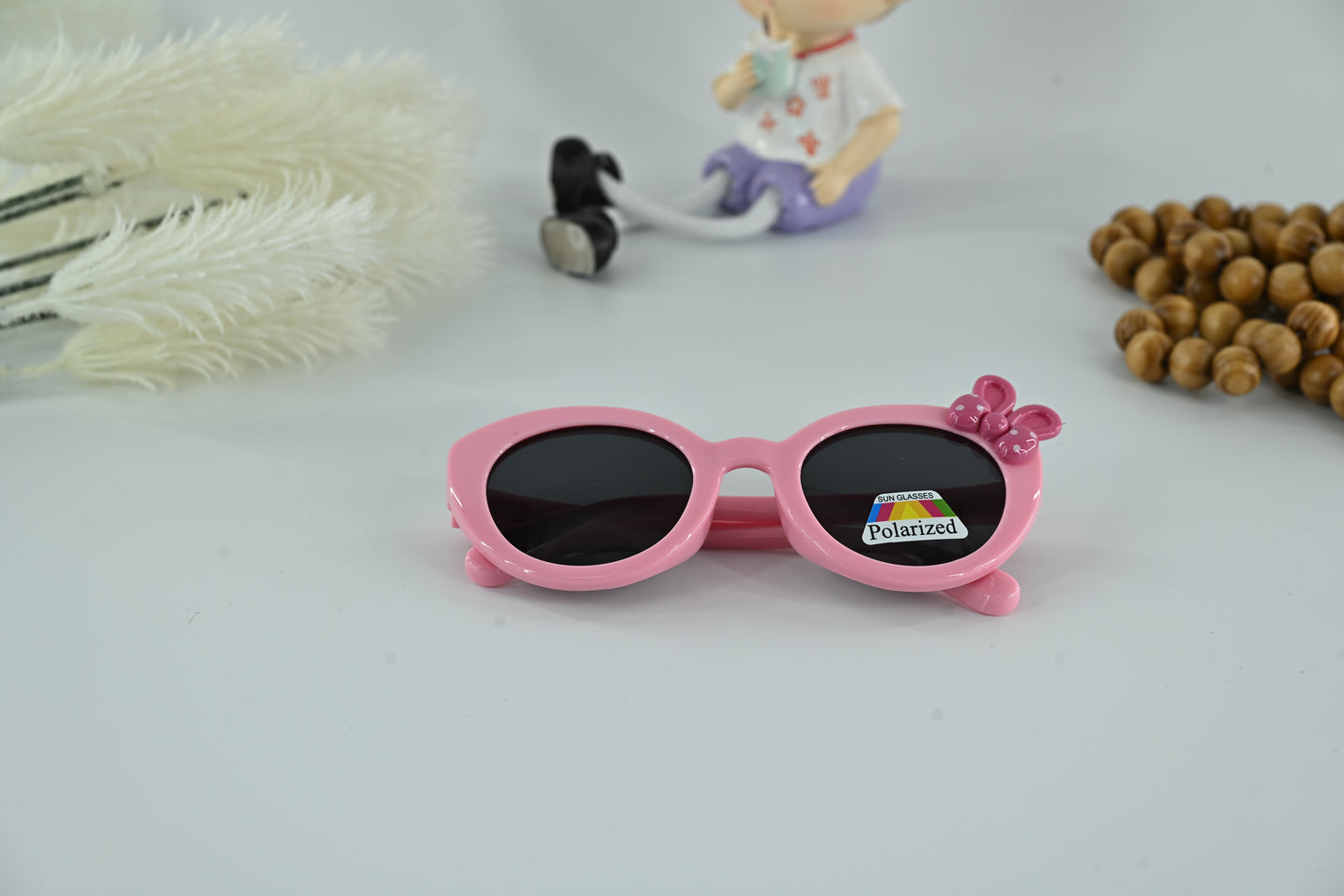 Kids Polarized Bow Decor Round Sunglasses