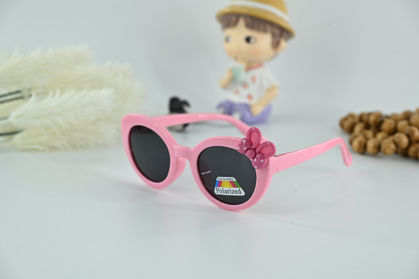 Kids Polarized Bow Decor Round Sunglasses