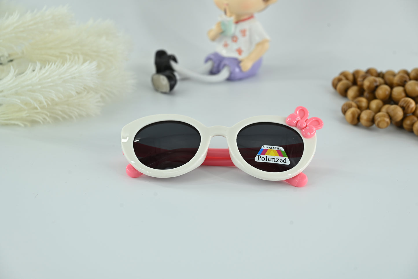 Kids Polarized Bow Decor Round Sunglasses