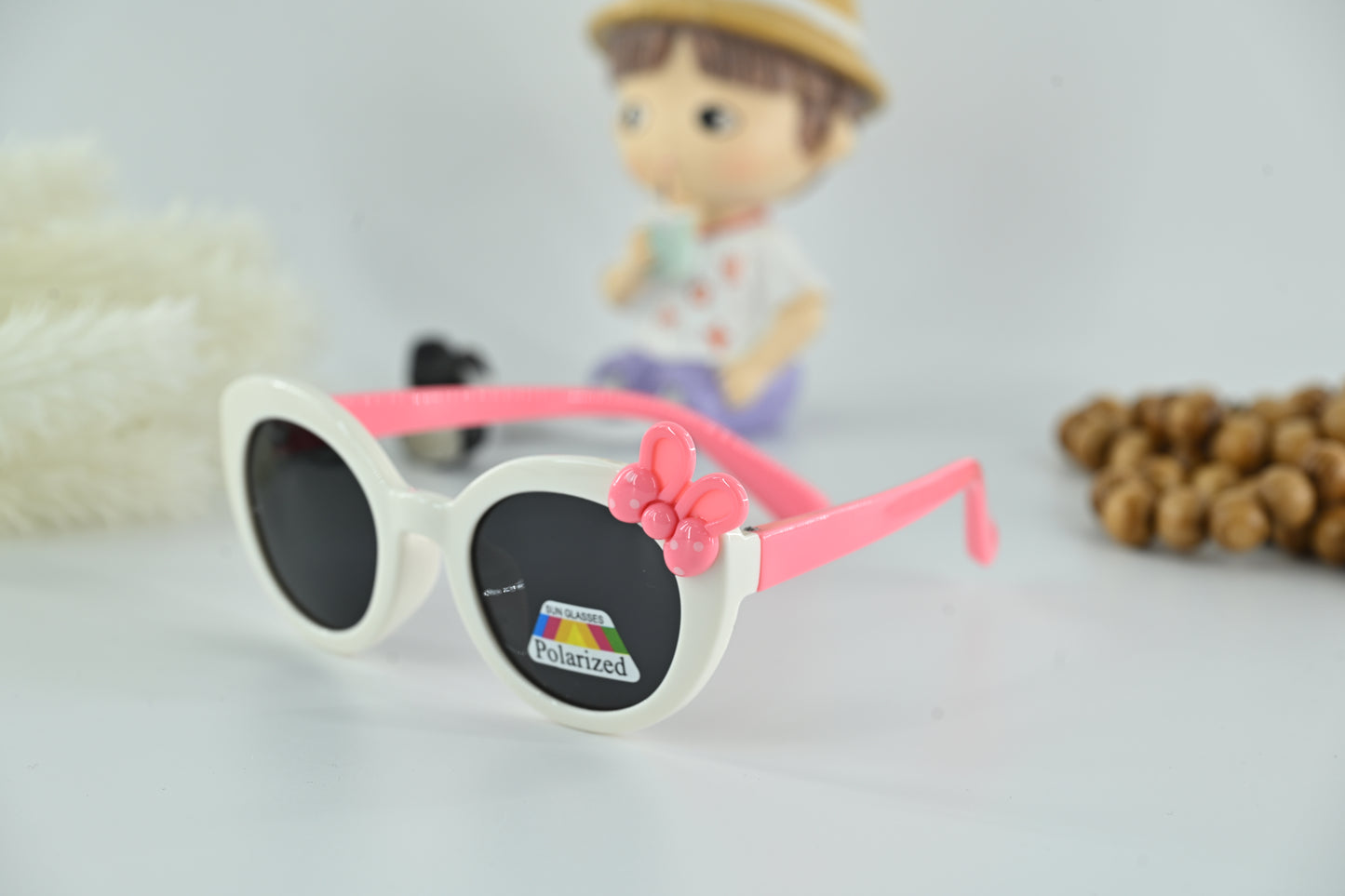 Kids Polarized Bow Decor Round Sunglasses