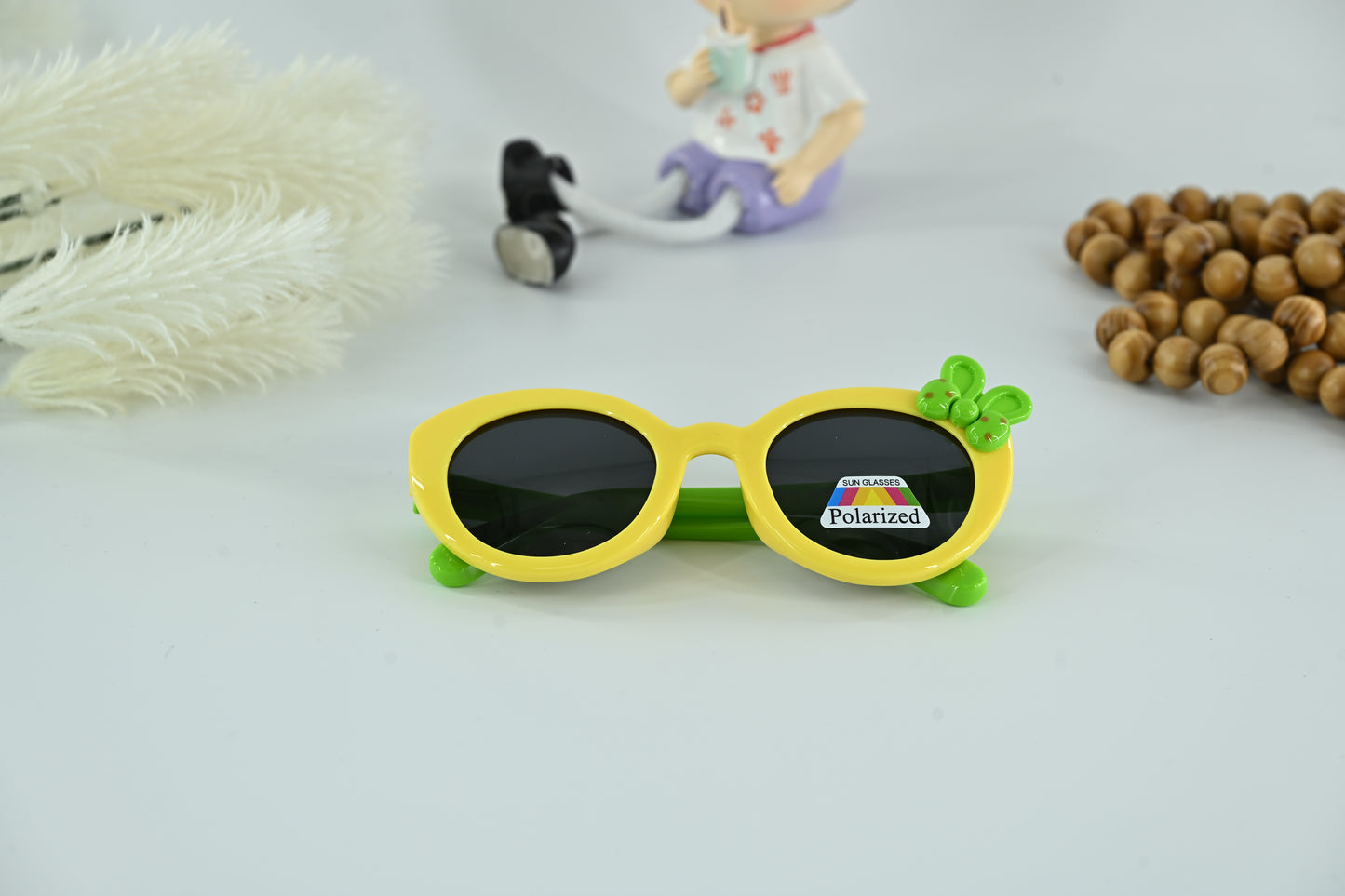 Kids Polarized Bow Decor Round Sunglasses