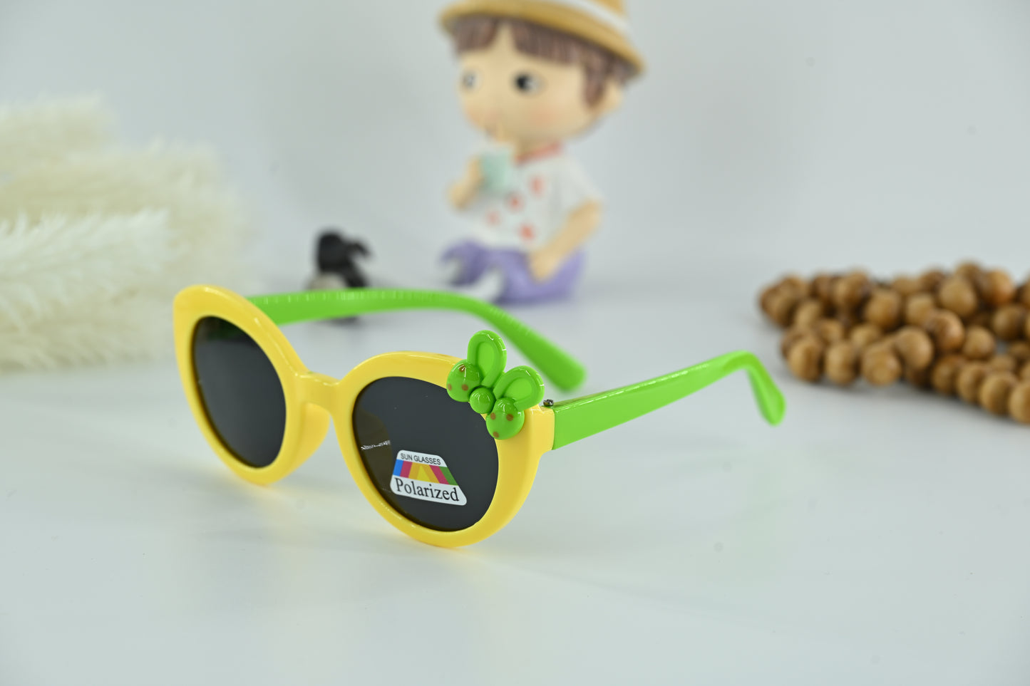 Kids Polarized Bow Decor Round Sunglasses