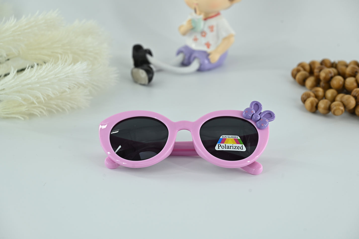 Kids Polarized Bow Decor Round Sunglasses