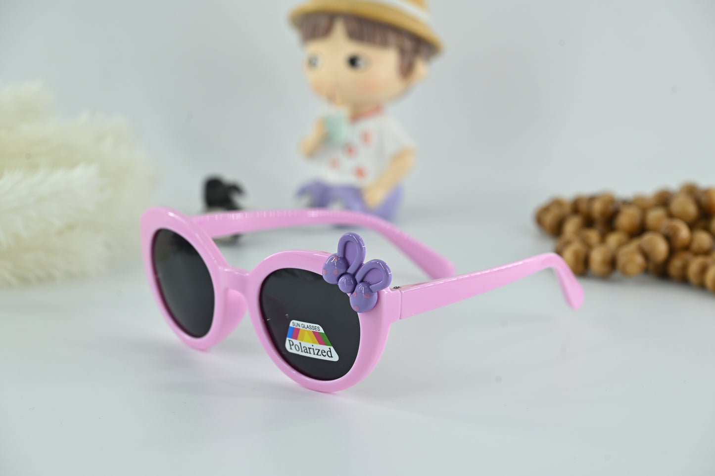 Kids Polarized Bow Decor Round Sunglasses