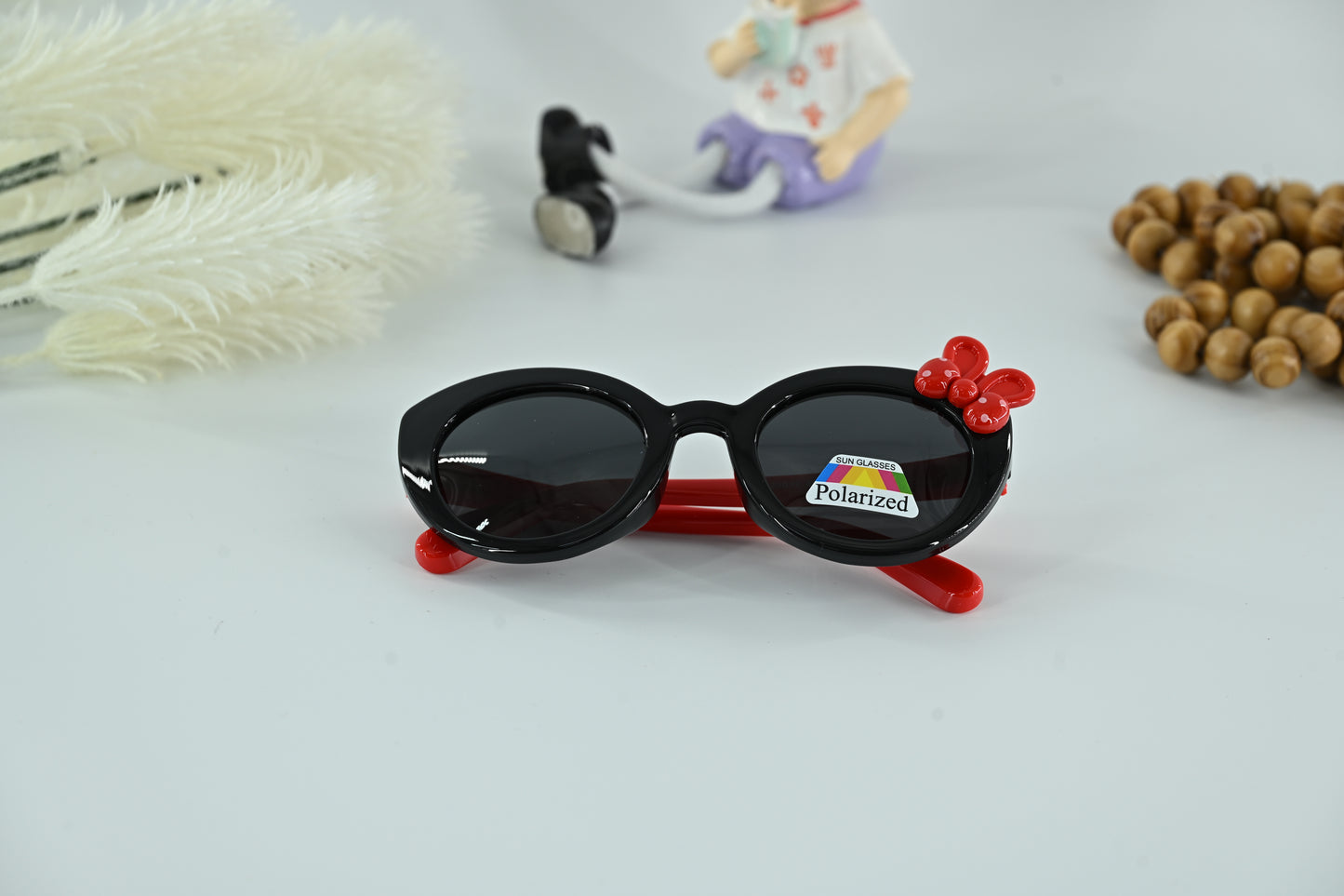 Kids Polarized Bow Decor Round Sunglasses