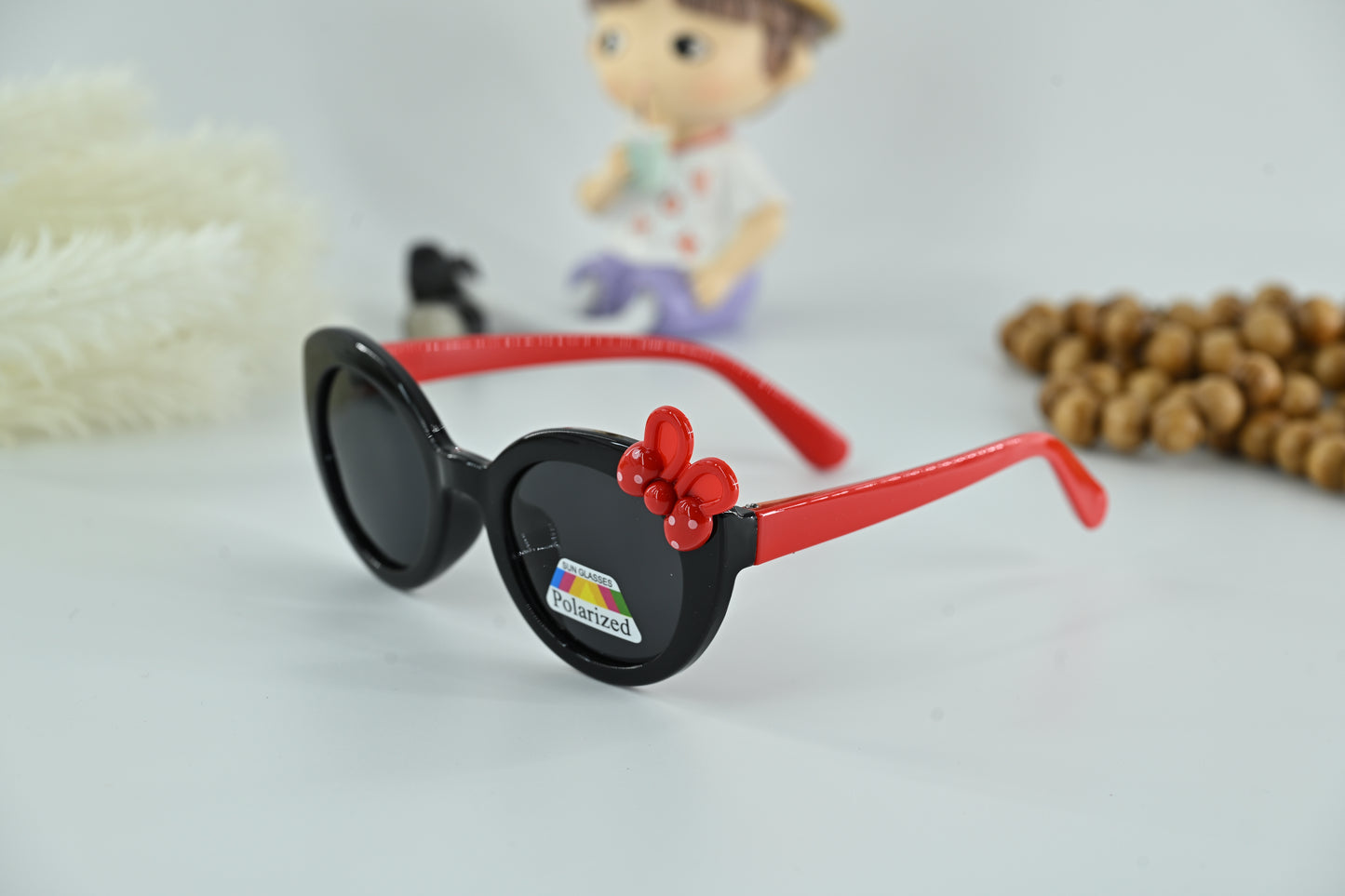 Kids Polarized Bow Decor Round Sunglasses