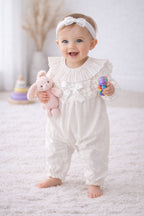 Baby Girl Elegant Pure  White Cotton Romper