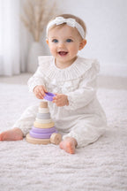 Baby Girl Elegant Pure  White Cotton Romper