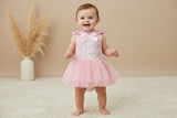 Blush Lace Bow Tutu Baby Dress