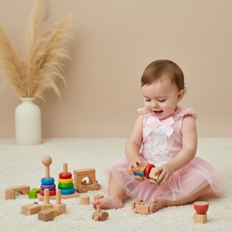 Blush Lace Bow Tutu Baby Dress