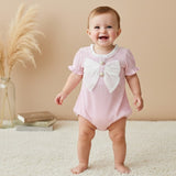 Baby Girl Pink Ribbed Cotton Romper Summer