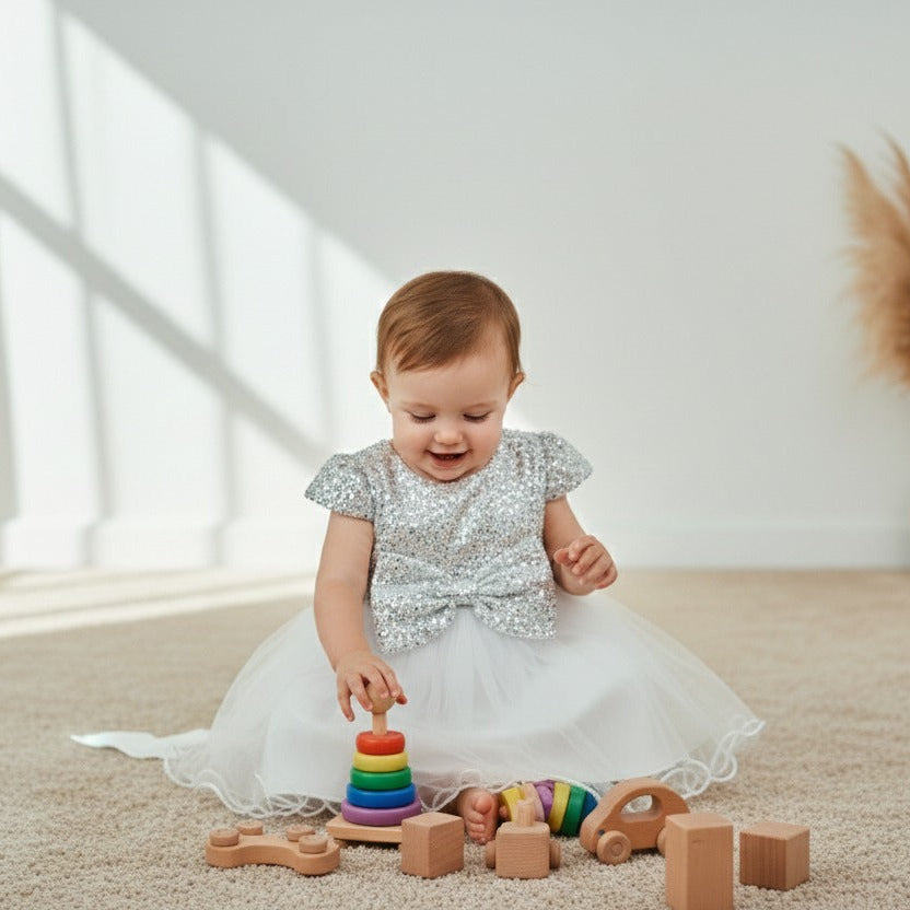 Baby Girl White Sequin Tulle Party Dress