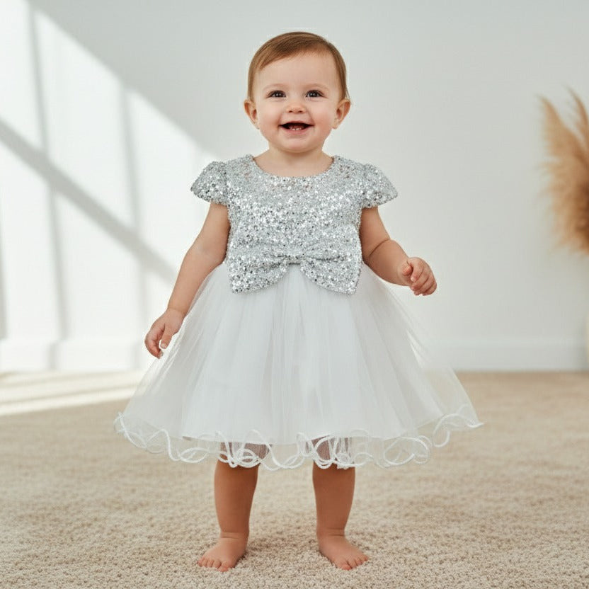 Baby Girl White Sequin Tulle Party Dress