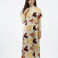Elegant Heart Print Maxi Dress with Belt | Free Size | 2 Piece with Stretchable Inner