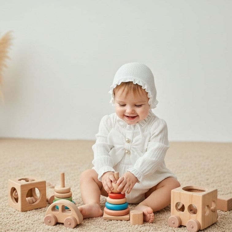 Baby Girl Pink Ribbed Cotton Romper Summer
