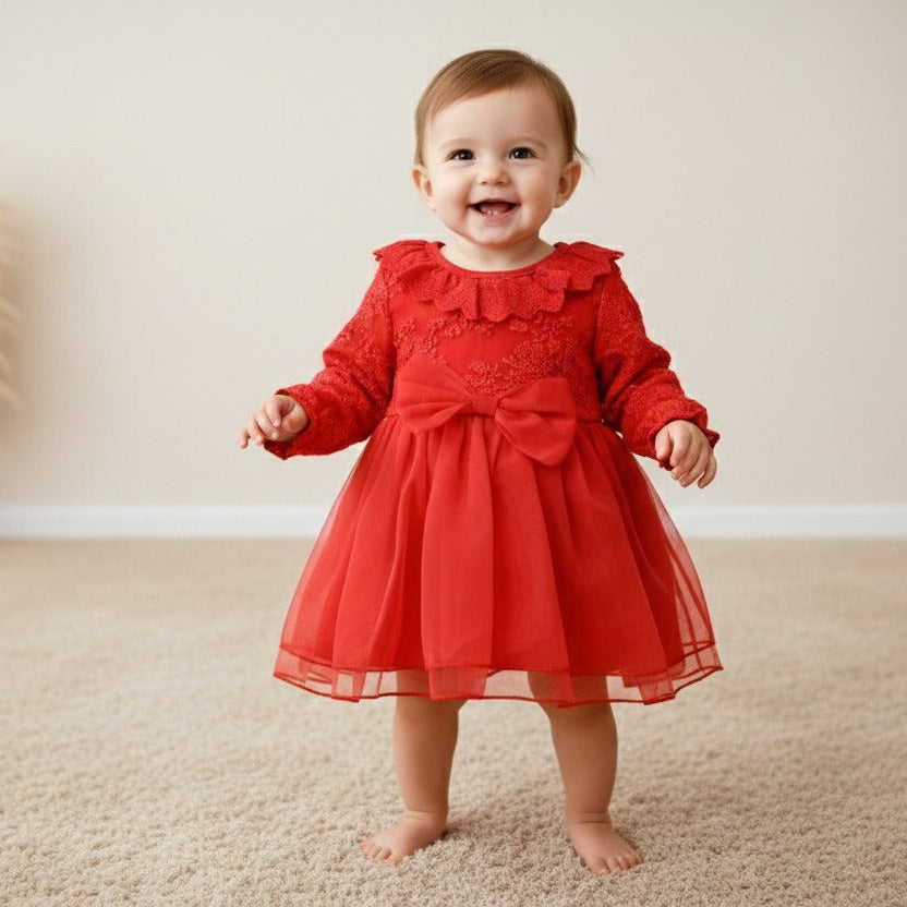 Ruby Lace Tulle Baby Dress Set