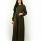 Elegant Lavender Pleated Maxi Dress with Lace Button Detail | Free Size