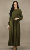 Elegant Pleated Brown Dress | Free Size