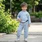 Kids Bluish Triangular Pattern Dress with Matching Side Bag