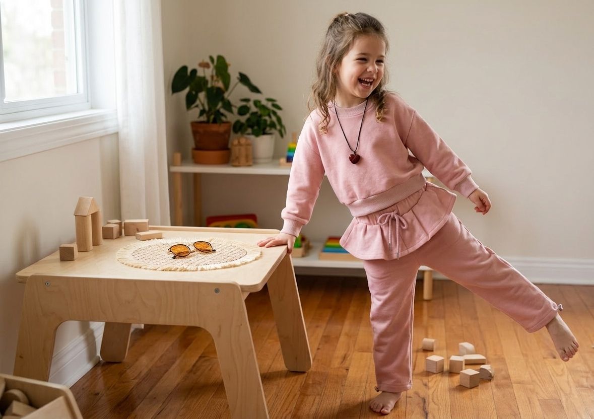 Girls Pink Ribbed Co-ord Set with Heart Chain | Cute Kids Outfit