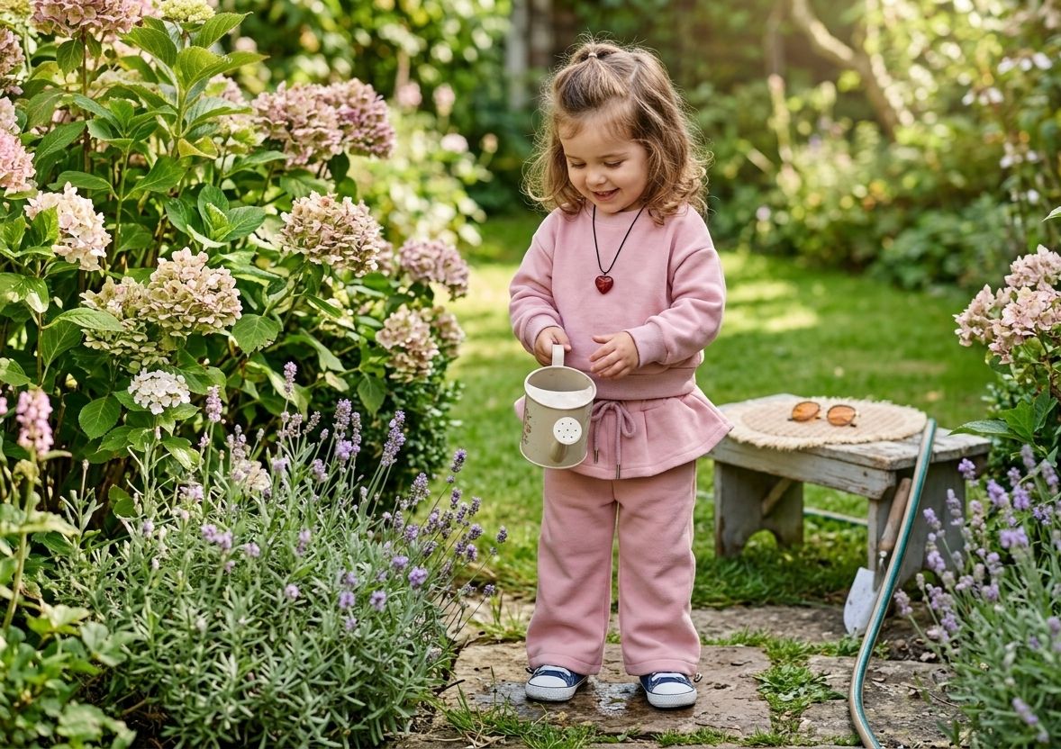 Girls Pink Ribbed Co-ord Set with Heart Chain | Cute Kids Outfit