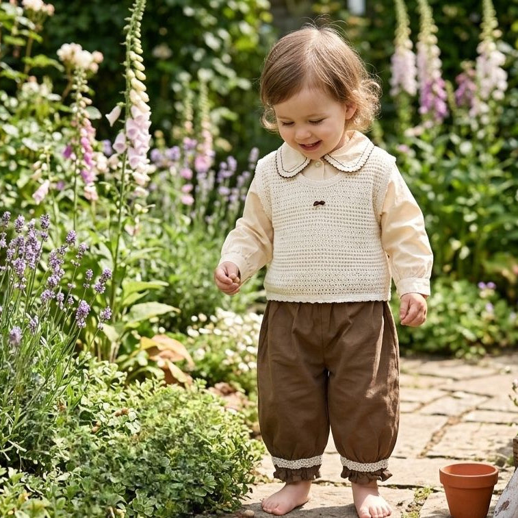 Baby Girls 3 Piece Outfit Set | Shirt, Knit Vest & Pants