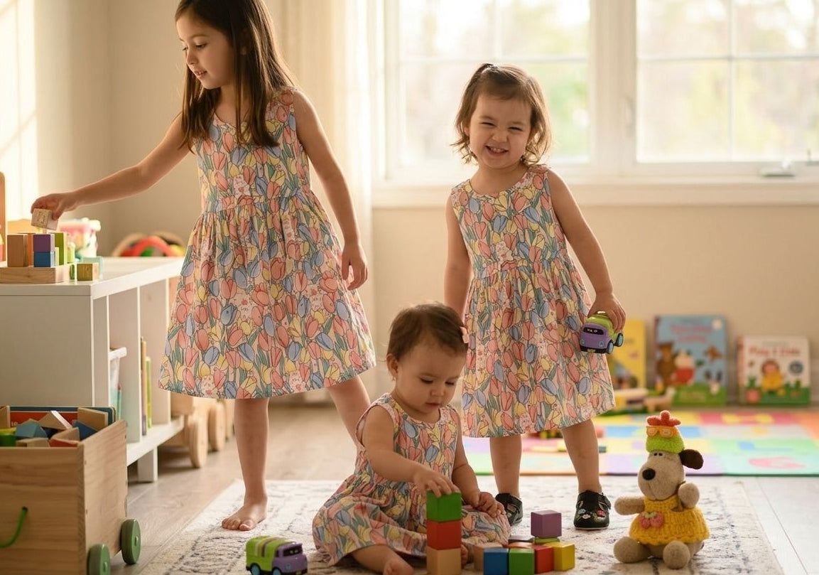 Cute Baby Girls Floral Cotton Dress | Sleeveless Summer Flower Print Dress