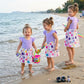 Cute Baby Girls Purple Heart & Flower Print Dress | Ruffle Sleeve Summer Dress