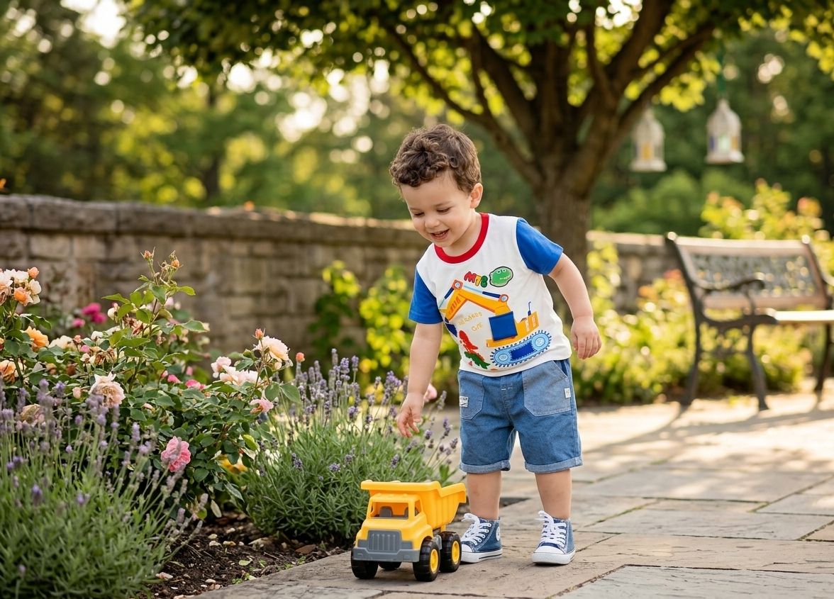Boys Excavator Dino Graphic T-Shirt & Denim Shorts Set