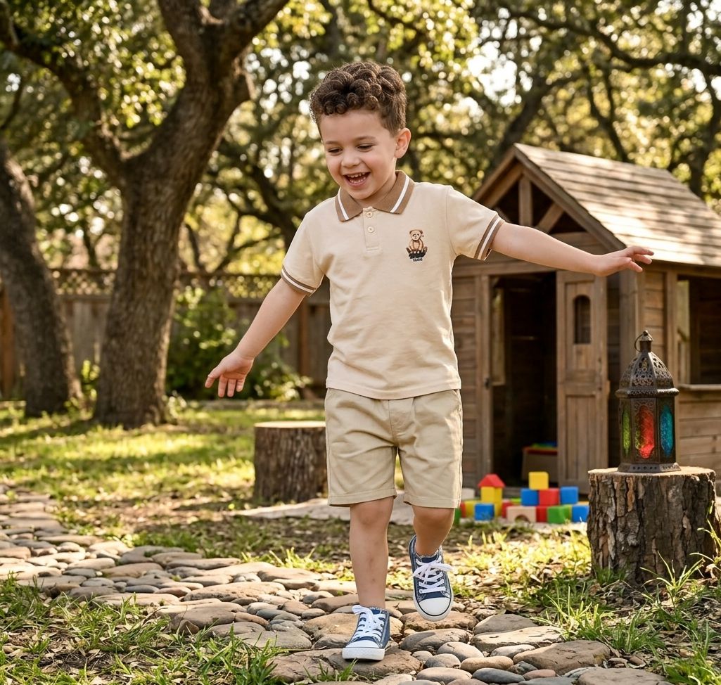 Boys Teddy Polo T-Shirt & Shorts Set