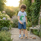 Cute Dino Striped T-Shirt & Denim Shorts Set for Boys