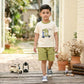Little Dino Rider T-Shirt  Green Shorts Set