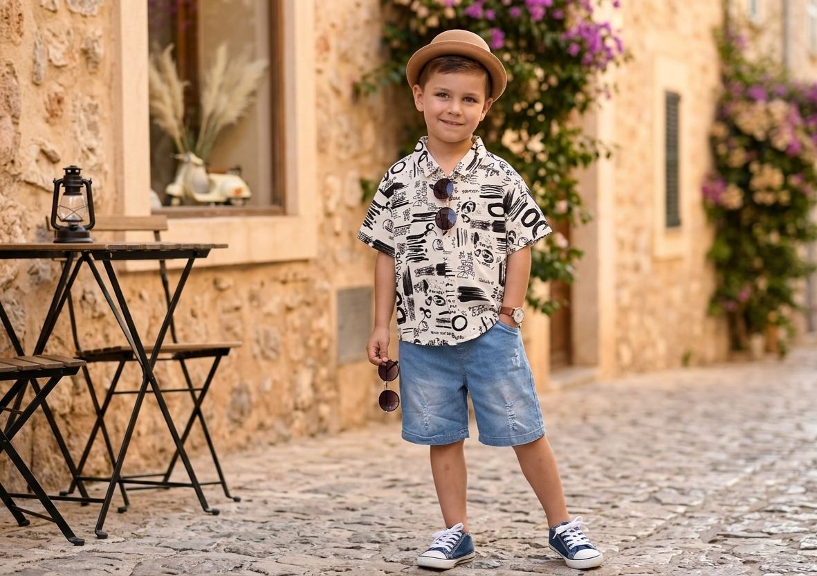Little Explorer Graphic Shirt &amp; Denim Shorts Set