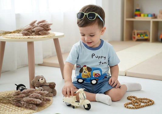 Boys Puppy Taxi Graphic T-Shirt & Shorts Set