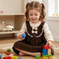 Kids Brown  Cotton Embroidered  2 Piece Full Sleeve Dress