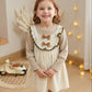 Kids Cream Cotton Embroidered 2-Piece Full Sleeve Dress