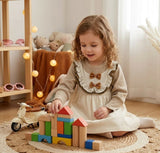 Kids Cream Cotton Embroidered 2-Piece Full Sleeve Dress