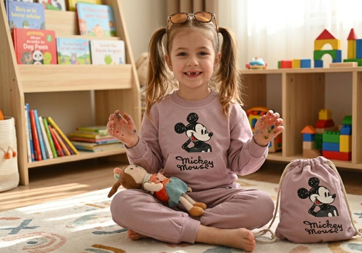 Doll's  Pink Mickey Mouse Suit Top and Pants with Bag