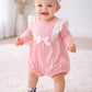 Baby Girl Lace Cotton Pink Romper with bow