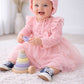 Baby Girl  Pink Elegant Lace Dress with Cap