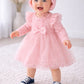 Baby Girl  Pink Elegant Lace Dress with Cap